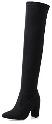 OALEEN Bottes Cuissardes Femme Hiver Sexy Talon Haut Carré Soirée