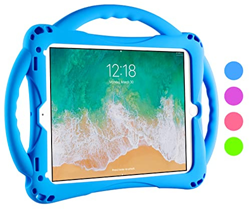 TopEsct iPad 9.7 inch Case Kinder, Anti-Shock Stoßfest Griff Ständer Schutzhülle für iPad 5th/6th(2018/2017 Ausgabe),iPad Air,iPad Air 2 und iPad Pro 9.7(iPad9.7,Blau)