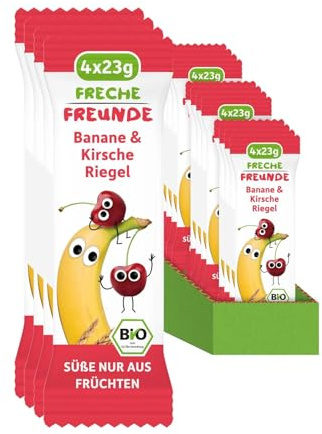 FRECHE FREUNDE Bio Frucht-Riegel Banane & Kirsche ab 1 Jahr, 6 x (4x23g)