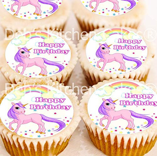 Unicorn Cake Toppers - 4cm x 24 - Edible Wafer - Need Cutting - Debs Kitchen Cakes