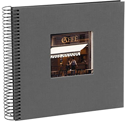 goldbuch 12 725 Spiralalbum Bella Vista Grau, Fotoalbum 20 x 20 x 2,7 cm | Quadratisches Fotobuch mit dunkelgrauem Leinen-Einband, Bildausschnitt & 40 schwarzen Seiten, für 40 Fotos, Made in Germany