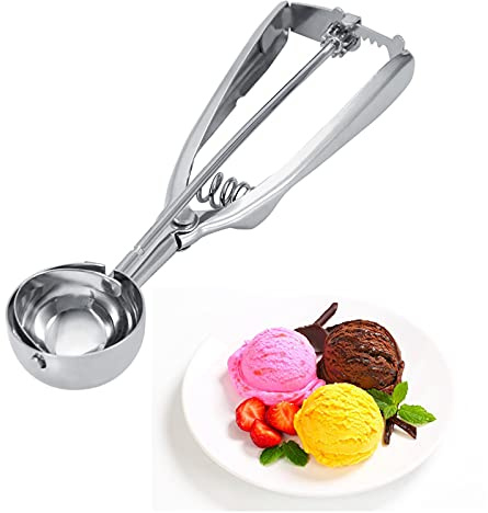 Edelstahl Eisportionierer, Bequemem Anti Rutsch Ergonomischer Griff,Eislöffel Plätzchen Eiskugelformer,für Eiskugel, EIS, Obst, Fleischbällchen, Kuchen Teig(4CM)