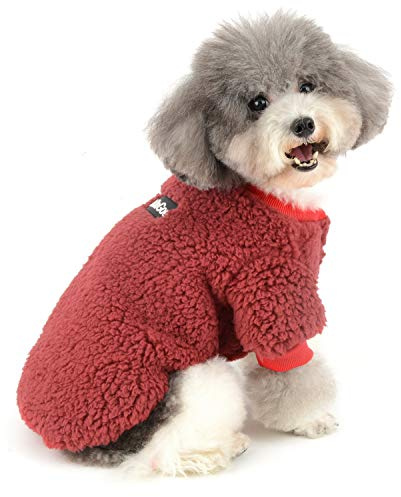 Zunea Wintermäntel für kleine Hunde Fleece Warm Hundepullover Sweater Welpen Winterjacke Chihuahua Katze Kleidung Haustier Jungen Mädchen Hundebekleidung Rot XXL