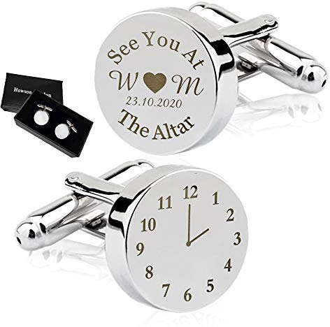 Personalised Cufflinks for Men Engraved Stainless Steel Cufflinks for Best Man Usher Groomsman Him Personalised Gifts for Dad Boyfriend Husband Anniversary Wedding with Gift Box