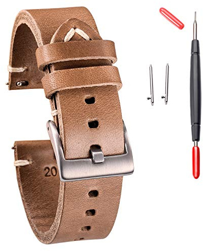 Läderarmband, armband män kvinnor, handgjorda snabbfrisättning Horween Cromexcel läder, rem för 18 19 20 21 22 24mm 1 Vintage klocka, 20mm
