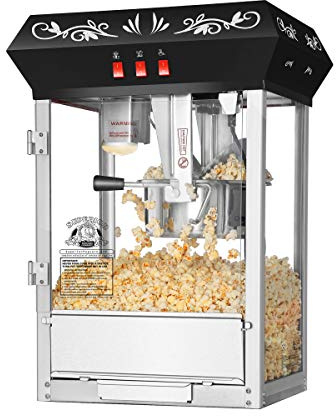Countertop Popcorn Machine- Antique Style Movie Night Popper- 8oz Kettle, Old Maids Drawer, Warming Tray & Scoop by Superior Popcorn Company (Black)