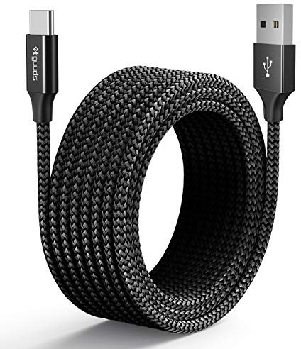 etguuds Lungo Nylon Cavo USB C 5M, PS5 Controller Cavo USB Tipo C, USB A a USB C Cavo 3A Ricarica Rapida Cavetto per iPhone 15, Samsung Galaxy S23 S22 S21, Pixel 8a, Tablets, Laptops, Nero