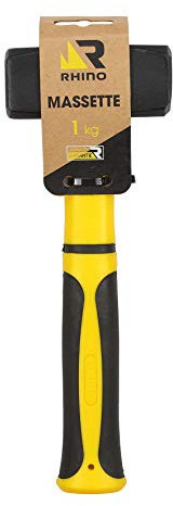 RHINO - Massette 1 kg avec manche incassable (Trimatière) - Poids 1 kg - Garantie 5 ans - Haute qualité - Outil de frappe ou de percussion utilisé par les maçons - Plusieurs tailles disponibles