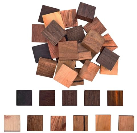 PandaHall 22pcs Ringe Holzrohlinge, 11 Styles Holzstücke Holzrohlinge Schnitzholz Für Holzschmuckring Herstellung von Holzringmaterialien Mit Verschiedenen Natürlichen Holzstrukturen, 31x31mm