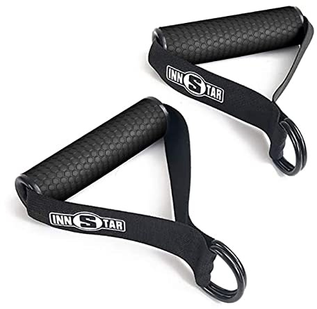 INNSTAR Einhandgriff Kabelzug Griffe für Widerstandsbänder, Ideal für Home Gym Seilzug Fitness Kraftraining, Fitness Griffe Latzug Griff mit Heavy Duty D-Ring & Solid ABS