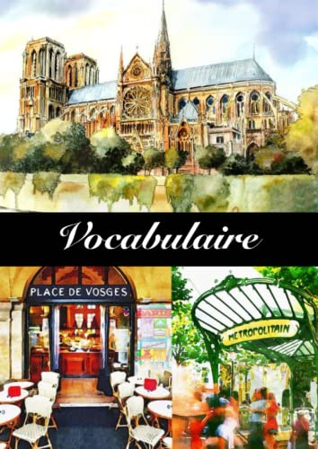 Vocabulaire: Vokabelheft Französisch mit drei Spalten und Kontrollkästchen. Paris Doodle. Ca. DIN A4