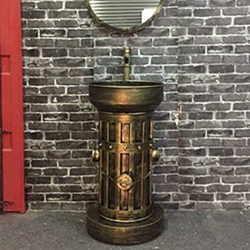 XYEJL Retro Standwaschbecken Im Industriestil, Schmiedeeisernes Waschtisch Mit Kombi Wasserhahn Und Abfluss, Geeignet Für Bars, Restaurants, Küchenbalkon,B