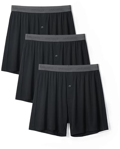 DAVID ARCHY Calzoncillos Tipo Bóxer para Hombre, Calzoncillos Holgados, con Botones, Bragueta Abierta, Rayón de Bambú, Paquete de 3