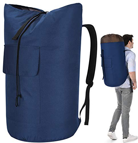 Sacco per la biancheria, XXL, 115 litri, borsa per la biancheria, da viaggio, con 2 spallacci imbottiti, borsa per la biancheria, impermeabile, pieghevole, borsa per i vestiti, zaino