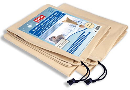 JUFOL Winterschutz-Vlieshaube, 2 Stück, ca. 100 x 150 cm, Winterschutzhaube für Kübelpflanzen | Rosen | Kleinsträucher, 2er Set, Kälteschutz, Frostschutz, mit integrierter Kordel, 85051, Beige