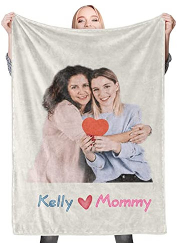 HWLY Personalisierte Decke Mit Foto,Personalisierte Decke Oma,Personalisierte Decke Fotodecke mit Eigenem Foto Name,Personalisierte Geschenk Für Freunde Familie Geburtstag Weihnachten (70x100cm)