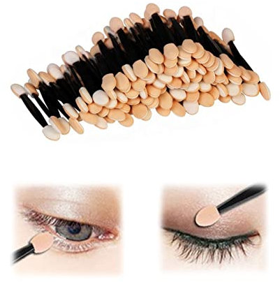 SJBAUTYO Desechable Cepillo de Sombra de Ojos de Doble Punta Ovalada Aplicador de Sombra de Ojos Aplicador de Esponja de Doble Cara Adecuado para Mujeres y Niñas Que Usan Maquillaje Diario (50Piezas)