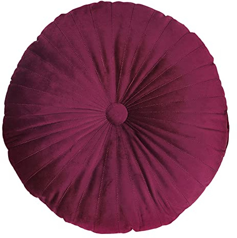 LANFIRE Cojín Redondo de Calabaza para Piso y Silla - Decorativo para Sofá y Cama (35CM, Red Wine)