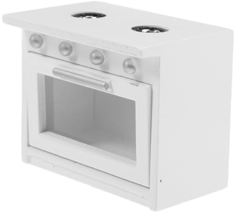 TOYANDONA 1 Stück Miniatur-Gasherd aus Holz für Puppenhaus – Weißer Mini-Küchenherd & Backofen Modell 1:12 – Puppenhausmöbel Zubehör für DIY-Bastelprojekte, Dekoration & Rollenspiele(8x6,5x5 cm)