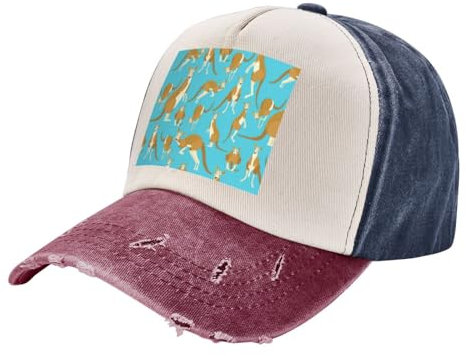 DURAGS Lustiger Cartoon-Känguru-Zoo-Hut, Unisex, Baumwolle, Denim, Outdoor-Sportmütze, trendig und funktional, sportlich, legere Kopfbedeckung, Lustiger Cartoon-Känguru-Zoo, Einheitsgröße