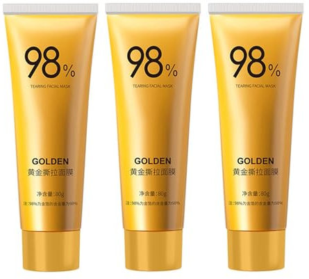 Gold Peel Off Maske, Goldene Peel Off Maske, Anti Falten Anti Aging Whitening Gold Gesichtsmaske, Mitesserentferner Porenreiniger Maske, Anti Blackhead Peel-Off Mask (3pcs)