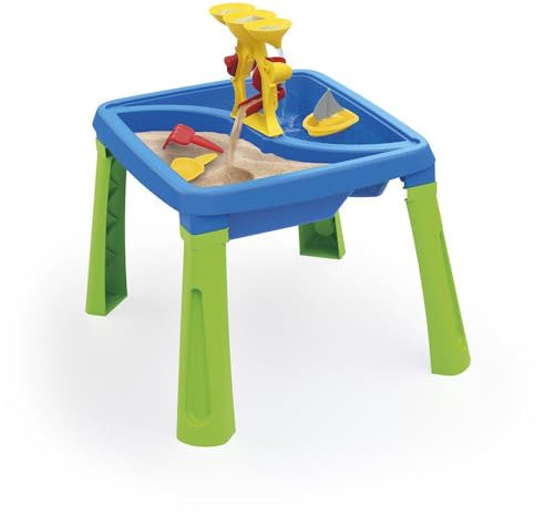 DOLU Sand and Water Table 3 in 1 Creativity Toy For Children From 24 Months Garden Toys Play Tray Activity Table Water Play Table Sandbox - Blue/Green