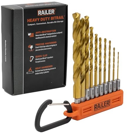 10pc Hex Shank Drill Bit Set HSS Titanium Metal Impact Driver Bits Holder | High-speed steel coating bores fast into wood, PVC & metal. Quick-change 1/4 shanks fit power tools. Includes bit holder.