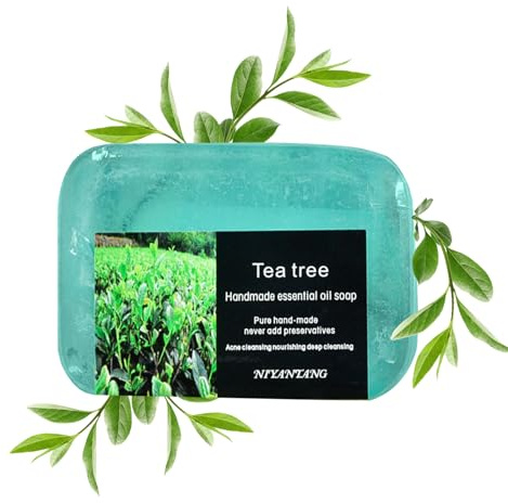 Antifungal Antibacterial Tea Tree Soap, Organic Natural Bar, Handmade Antifungal Antibacterial Treatment Soap for Athletes Foot, Scrub Bar for Tinea Versicolor Folliculitis Ringworm Jock Itc