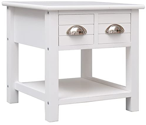 Juroupi Beistelltisch Weiß 40x40x40 cm Wohnzimmertisch Beistelltische Side Table Dekotisch Tische Wohnzimmer Paulownia Holz