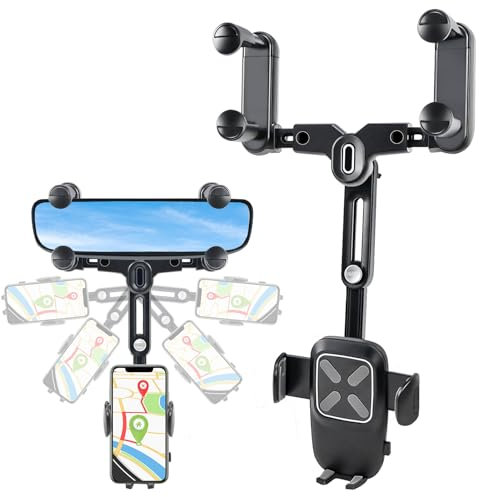 QGGTQG Rückspiegel Telefonhalter Handyhalterung Auto Rückspiegel 360° Drehbarer und Einziehbarer Rückspiegel Handyhalterung Universal Rückspiegel Telefonhalterung für alle Smartphone
