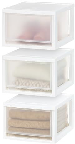 Iris Ohyama, Cassetto Portaoggetti Compatto, Organizer per cassetti in Plastica, 13,7 l, Lotto di 3, Bianco, Impilabile, Trasparente, per Snack, Medicine, Cancelleria, per Bricolage, senza BPA, MSD-2