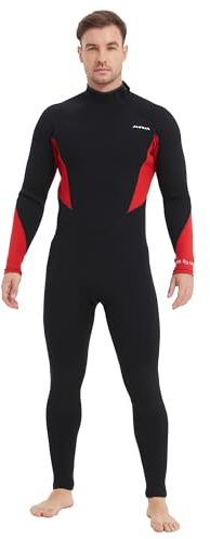 Aunua Wetsuits Men 5mm Back Zip Fullsuit Superstretch Neoprene GBS Seams Surfing Wetsuit(6051-2XL)