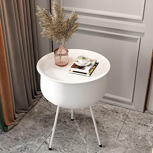 FGDIUCVN Round Coffee Tables, with Storage Space Side Table Modern Night Stand Home Decoration Modern Style Sofa Side Table,White