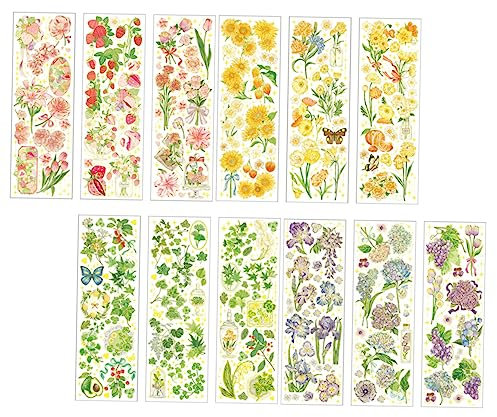 HOODANCOS Blumenmuster Handkonten Dekorative Aufkleber 4 Beutel Künstliche Blumen Scrapbook Aufkleber