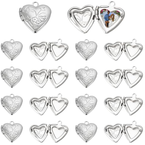 UNICRAFTALE 20 Stück Fotoanhänger Herz Medaillon Anhänger 12.5mm Metall Herzanhänger Foto Medaillon Halskettenanhänger Zur Schmuckherstellung