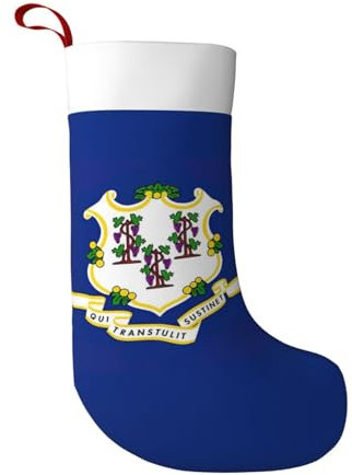 BREAUX Connecticut Staatsflagge Weihnachtsstrümpfe, ultraweiche Samt-Weihnachtsstrümpfe, Kamindekoration, 45 cm