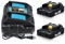 DASNITE 2Stück 3,0Ah Li-Ion Ersatzakku für Makita 18V Akku mit Ladegerät DC18RD Dual Port Ersatz für Makita Akku 18V Ladegerät BL1850 BL1860 BL1830 BL1815 Kompatibel mit Makita Ladegerät DC18RA DC18RC