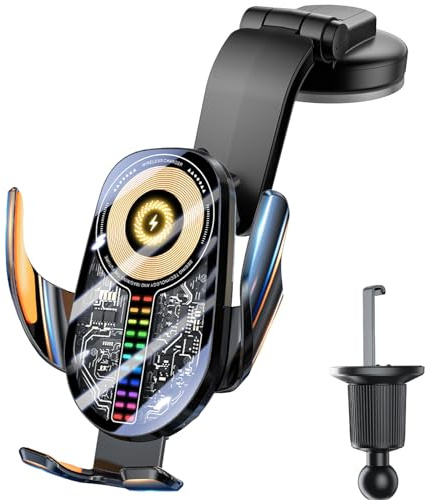 15W Support Telephone Voiture Induction, [Serrage Automatique 360°] Rapide Chargeur Induction Voiture avec Clip Ventilation pour iPhone 16 15 Pro Max, Galaxy S24 S23 S22 (Noir)