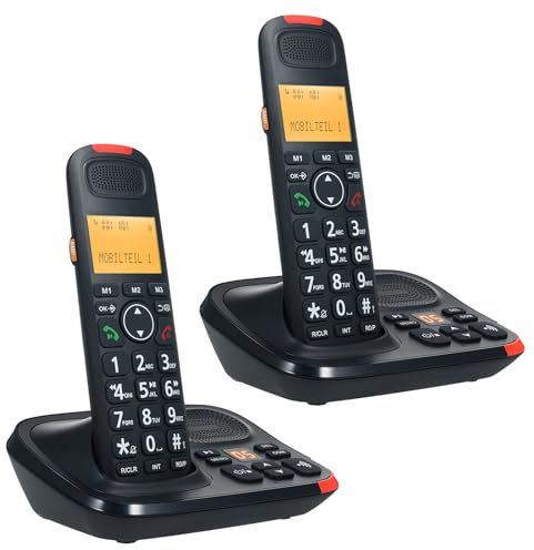 Système téléphonique extensible sans fil à 2 combinés avec répondeur téléphonique à 3 lignes Affichage de l'appelant Identification de l'appelant 50 mémoires téléphoniques Appels mains libres