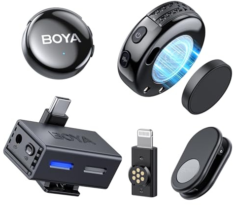 BOYALINK 3 Wireless Lavalier Microphone for Android/Camera/PC,AI Noise Reduction,48kHz/24Bit Studio Sound,984ft 30h Battery with Charging Case, APP Control Mic for Vlogging Interview(No Charging Case)