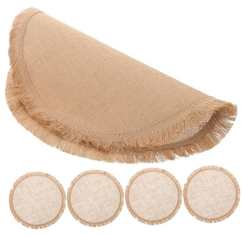 LAPYAPPE 8pezzi Tovagliette in Juta Con Pizzo Ondulato Rustiche Ed Eleganti Per Bar Picnic All Aperto e Tavoli Da Pranzo