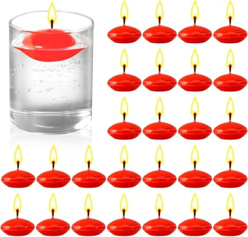 Candele galleggianti rosse, 30 candele galleggianti, candele galleggianti, candele rotonde, per matrimoni, piscine, feste, spa, vasche da bagno, San Valentino