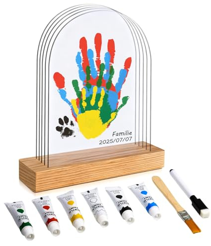 SENLINLIN Kit Impronte Famiglia per 5 Persone, Set Impronte Mani e Piedi Bambino, Colori a Dita Non Tossici, Regalo Nascita Personalizzato per Neonati e Bambini, Idea Regalo di Natale