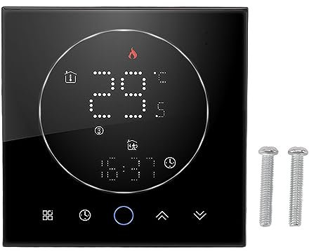 Termostato Inteligente LED 7 días Termostato inalámbrico inalámbrico Programable para calefacción eléctrica AC95‑240V Instalación eficiente de eficiencia fácil Diseño Moderno (Negro)