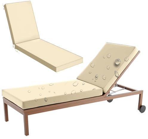 Aocase Cojín para Chaise Longue, Plegable Cojín Acolchado para Tumbona de Playa de Jardín, Generico CojÕn Acolchado para Tumbona, Almohadones Tumbona de Piscina,Ivory 38,178x59x5cm