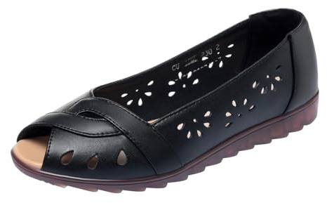 Båtskor dam - ballerinasandaler dam plattformssandaler skor andas sko sandaler och barfota damstrumpor graciös sko trendig sko slip on skor arbete skor, svart, 40 EU