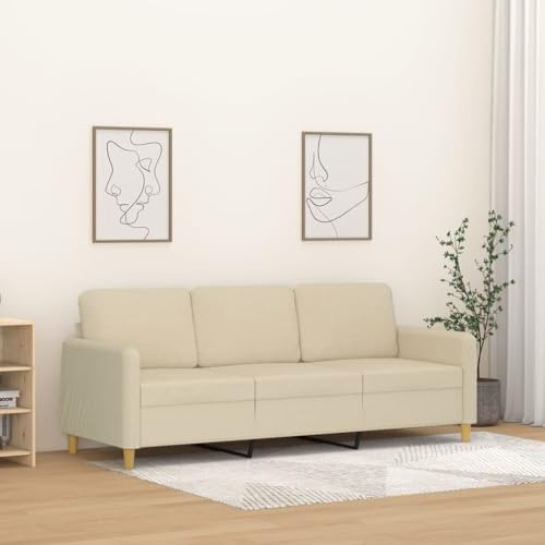 WEMYUFURN Dreisitzer Sofa Modern Grau Strapazierfähiger Stoff Atmungsaktiv Robustes Metallgestell Gepolsterte Sitzflächen Bequem Wohnzimmer Sofa Langlebig Stabiles Design
