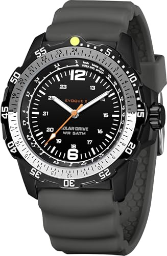 findtime Orologio solare da uomo, stile militare, analogico, sportivo, sportivo, impermeabile, tattico, alla moda, orologio da polso per uomo, lunetta girevole unidirezionale, cinturino in silicone