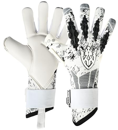 Keeperking Torwarthandschuhe für Erwachsene Junior Herren Unisex Fußball Profi Handschuhe Innennaht Großartiger Grip 4mm Fester Sitz Diverse Größe und Farben