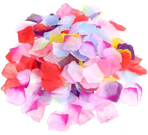 Xthrotsenk 1000Pcs Fake Flower Petals Rose Petal for Flower Girl Basket Mixed Flowers Petals for Crafts Multi Colored Fabric Petal for Decoration, Craft, Wedding Party, Valentine's Day (10 Color)